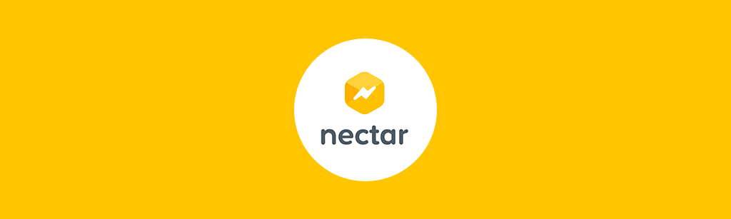 logotipo da nectar e um pentagono amarelo com os cantos arredondados e no meio um raio branco